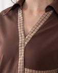 Spliced Fitted Shirt Dress
