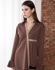 Spliced Fitted Shirt Dress