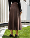 High Waist Stitch Pleated Maxi Skirt