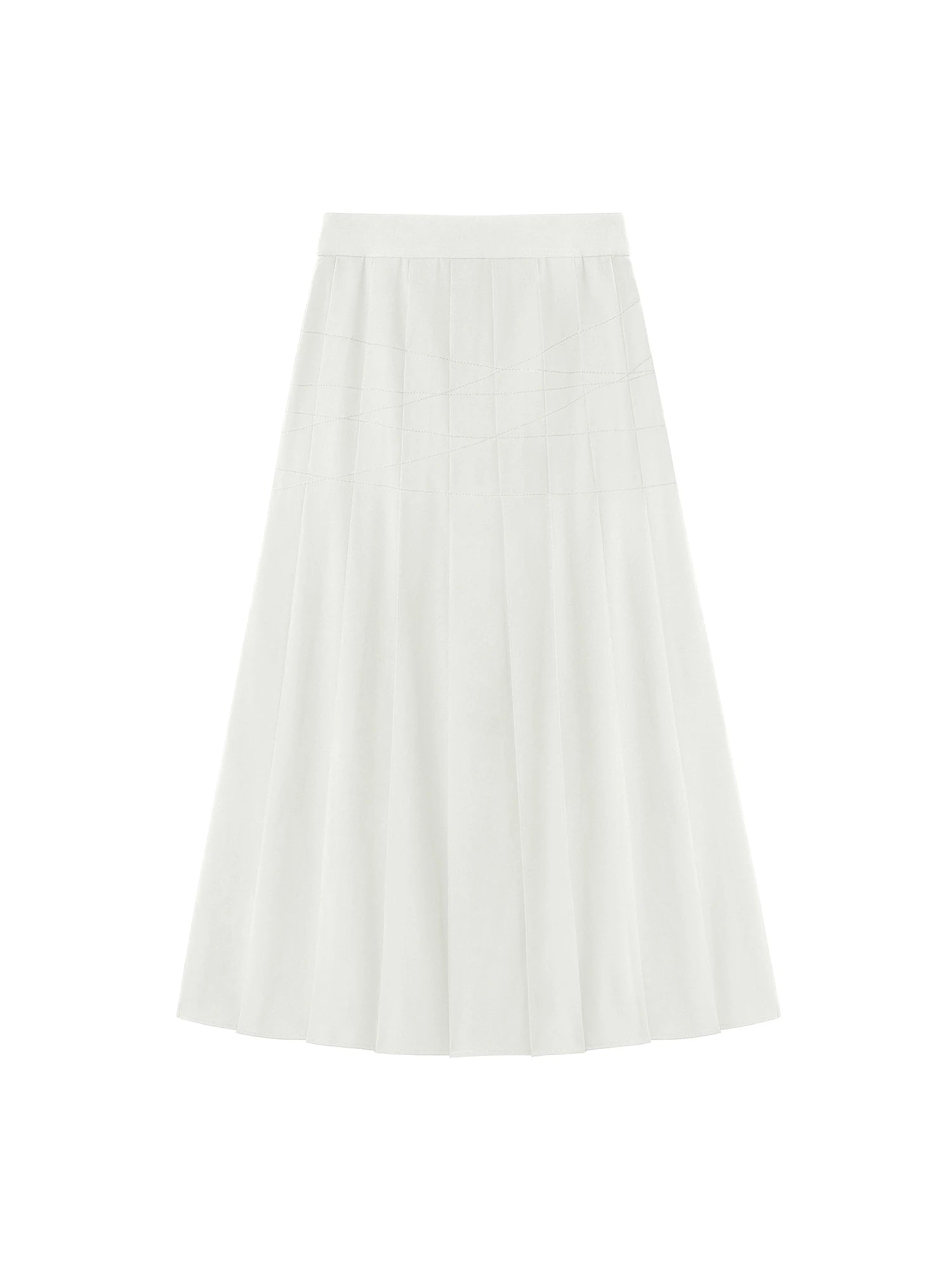 High Waist Stitch Pleated Maxi Skirt