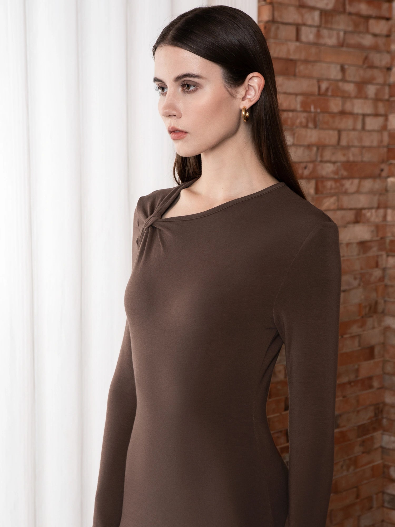 Twisted Chest Midi Dress