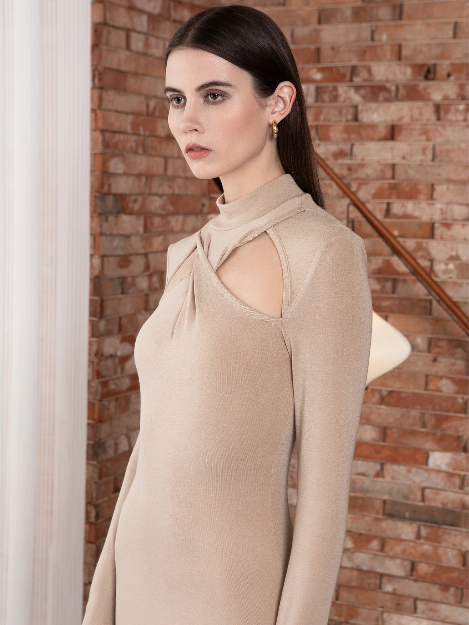Twisted Hollow Form Fitting Maxi Dress