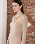 Twisted Hollow Form Fitting Maxi Dress