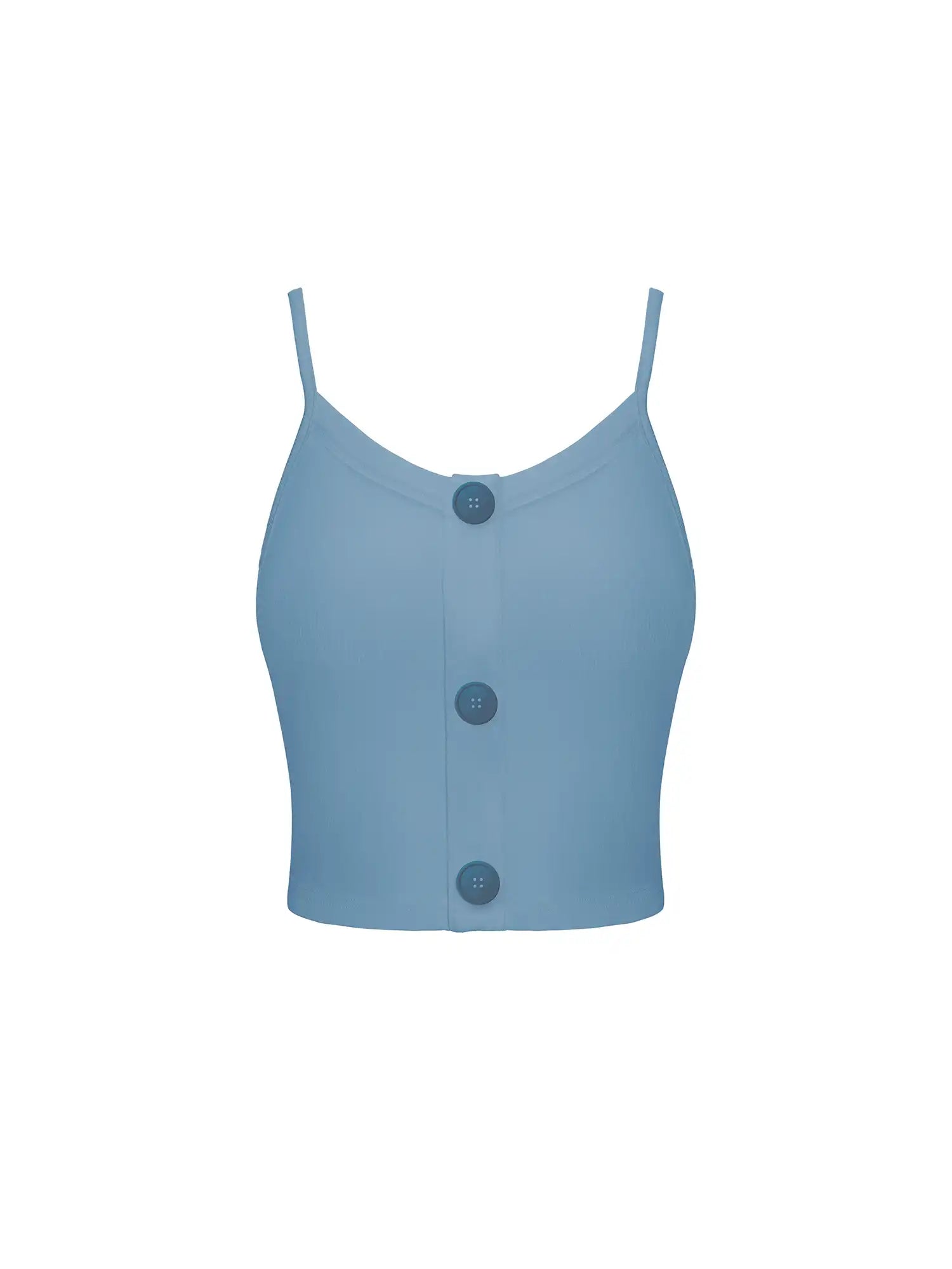 V-Neck Drawstring Button Tank Top