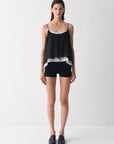 Layered Lace-Trim Drawstring Cami