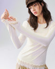 Layered Lace-Trim Long-Sleeve Top