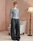 Layered-Look Boatneck Henley Top