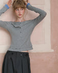 Layered-Look Boatneck Henley Top