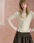 Layered-Look Boatneck Henley Top