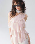 One-Shoulder Ruffle Top in Blush a?? view 4
