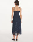 Polka-Dot Drawstring Midi Dress