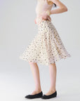 Polka Dot Tiered A-Line Skirt