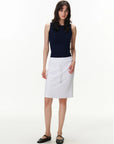 Pull-On Drawstring Midi Skirt
