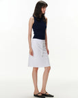 Pull-On Drawstring Midi Skirt