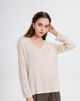 Relaxed V-neck Long Sleeve Top