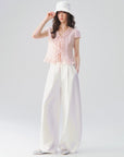 Ruffle-Trim Tie-Front Top