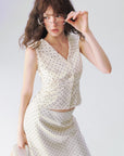 Sleeveless Sailor-Collar Polka Dot Top in Ivory a?? view 4