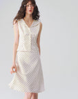 Sleeveless Sailor-Collar Polka Dot Top