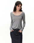Scoop-Neck Long-Sleeve Top