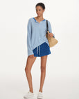 Striped Drop-Shoulder Henley Top