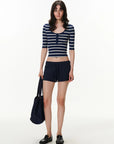 Striped U-Neck Henley Top
