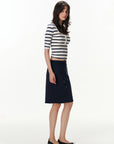 Striped U-Neck Henley Top