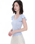 U-Neck Flutter Sleeve Top