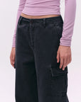 Washed Cargo Wide-Leg Pants