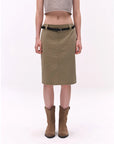 Washed Utility Midi Skirt