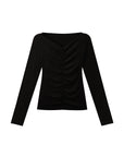 Thermal Ruched Front Double Layer Long Sleeve Top