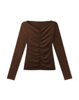 Thermal Ruched Front Double Layer Long Sleeve Top