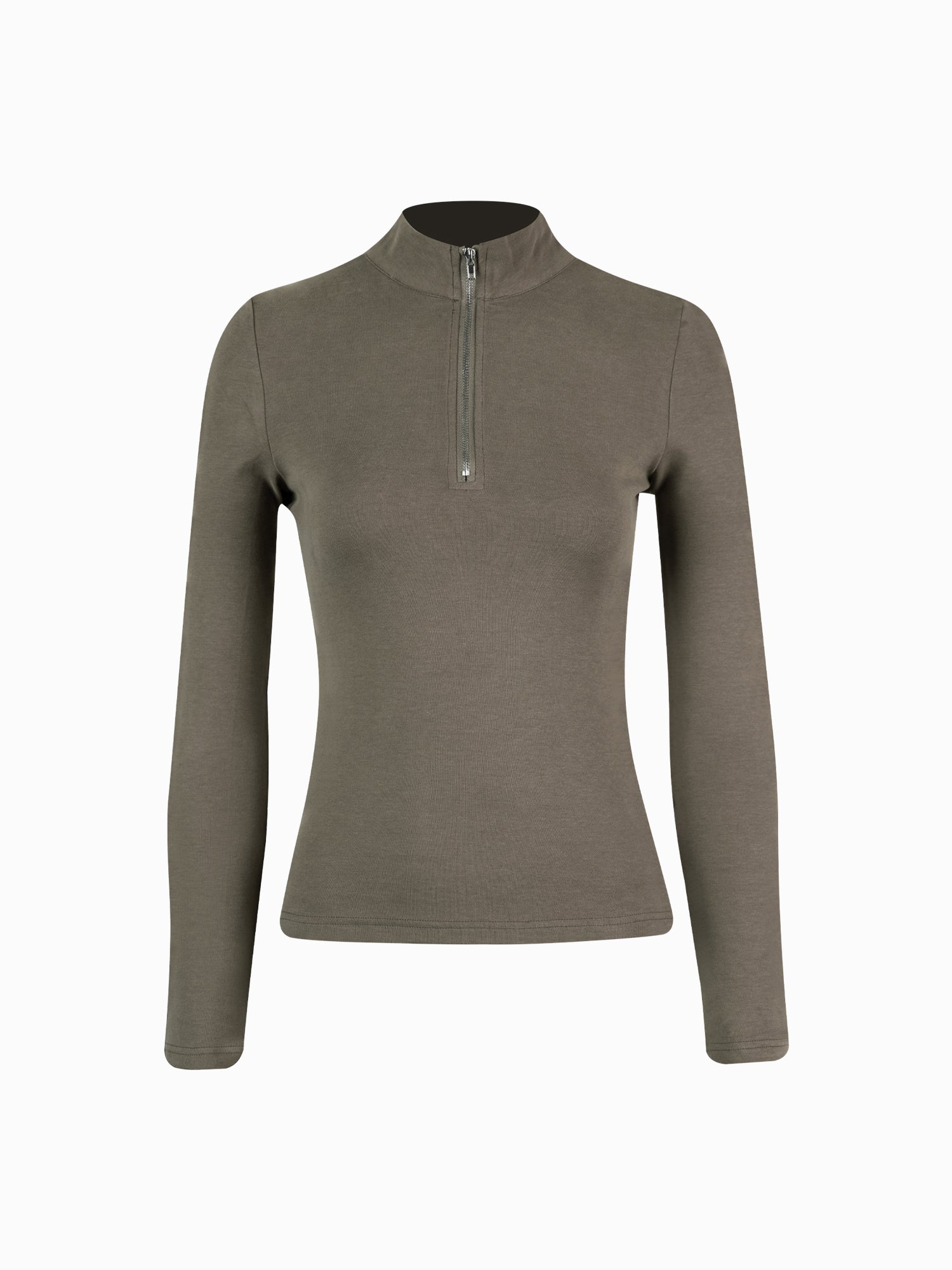 Half-Zip Mock Neck Fitted Top