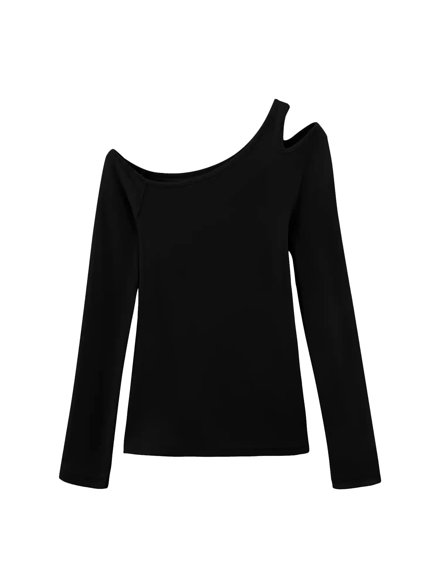 Asymmetric Shoulder Cutout Long Sleeve Top