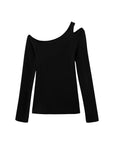 Asymmetric Shoulder Cutout Long Sleeve Top