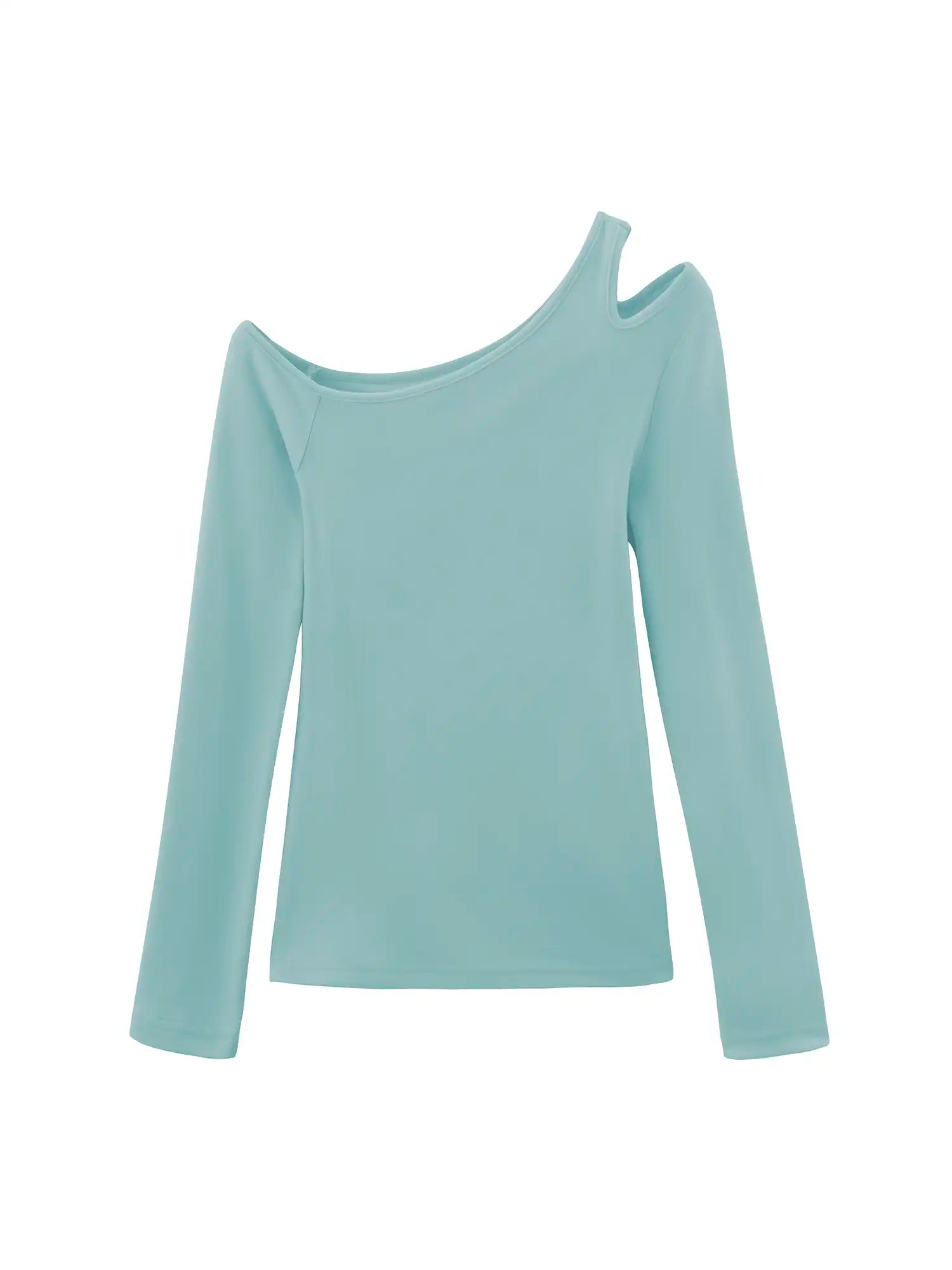 Asymmetric Shoulder Cutout Long Sleeve Top