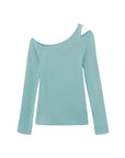 Asymmetric Shoulder Cutout Long Sleeve Top
