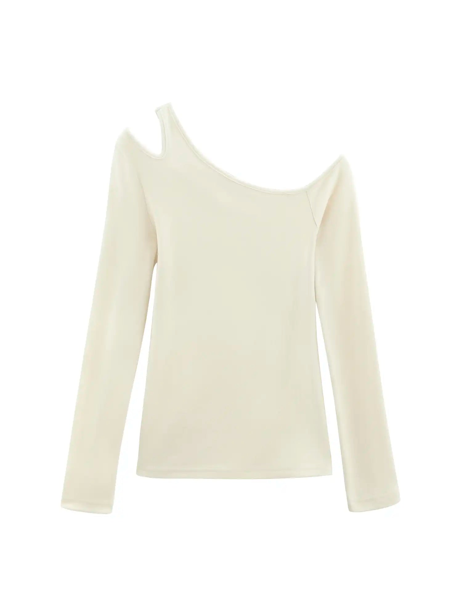 Asymmetric Shoulder Cutout Long Sleeve Top