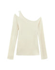 Asymmetric Shoulder Cutout Long Sleeve Top
