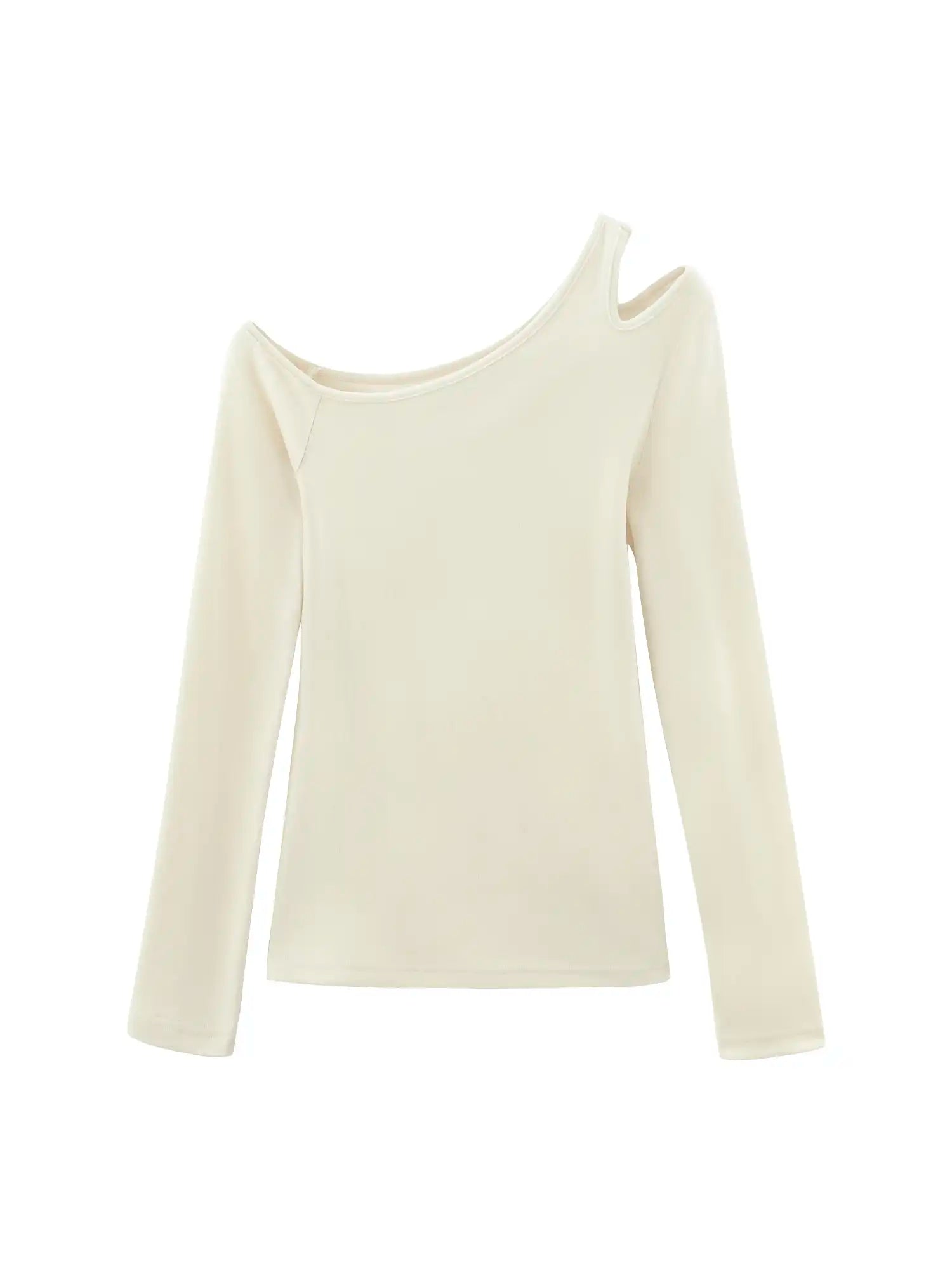 Asymmetric Shoulder Cutout Long Sleeve Top