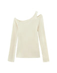 Asymmetric Shoulder Cutout Long Sleeve Top
