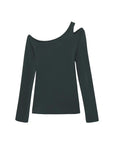 Asymmetric Shoulder Cutout Long Sleeve Top