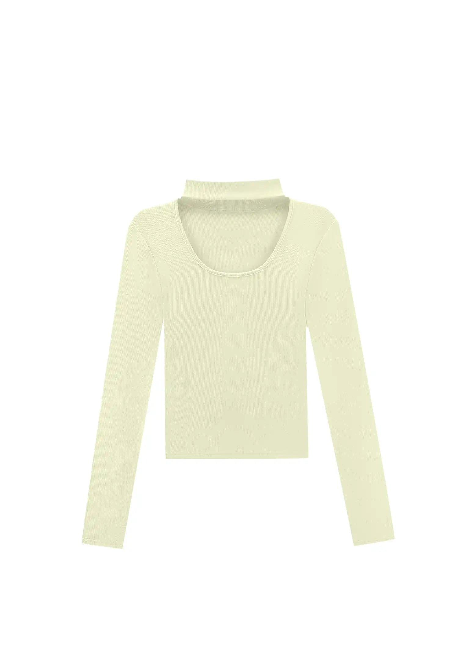 Cutout Mock Neck Ribbed Top