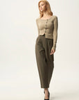 Asymmetric Button Front Fitted Cardigan
