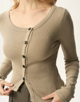 Asymmetric Button Front Fitted Cardigan