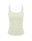 Ruched Sides Square Neck Braless Tank Top