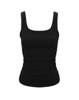 Ruched Sides Square Neck Braless Tank Top