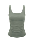 Ruched Sides Square Neck Braless Tank Top