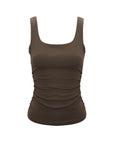 Ruched Sides Square Neck Braless Tank Top