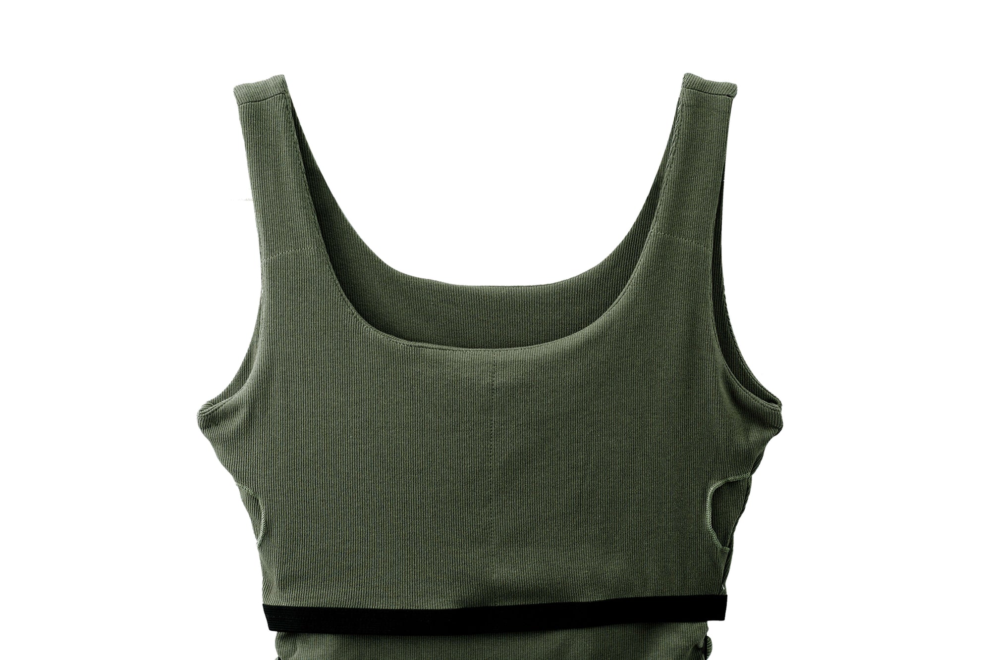 Ruched Sides Square Neck Braless Tank Top