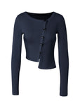Asymmetric Button Front Fitted Cardigan